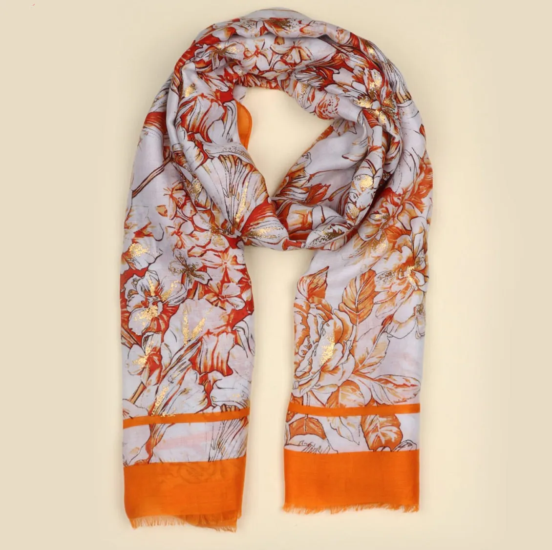 1038215 - Orange Heather Print Scarf - Zelly