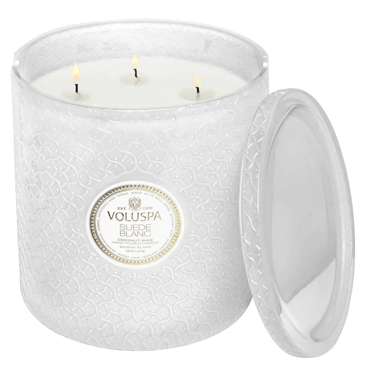 5 Wick Hearth Candle Suede Blanc