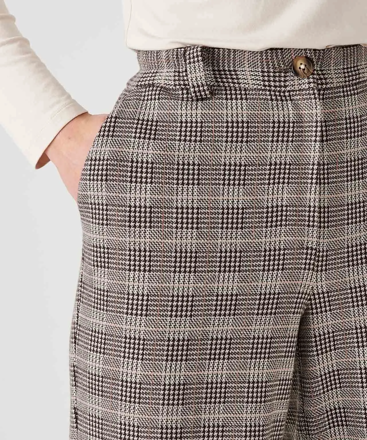 7/8 Knitted Check Trousers