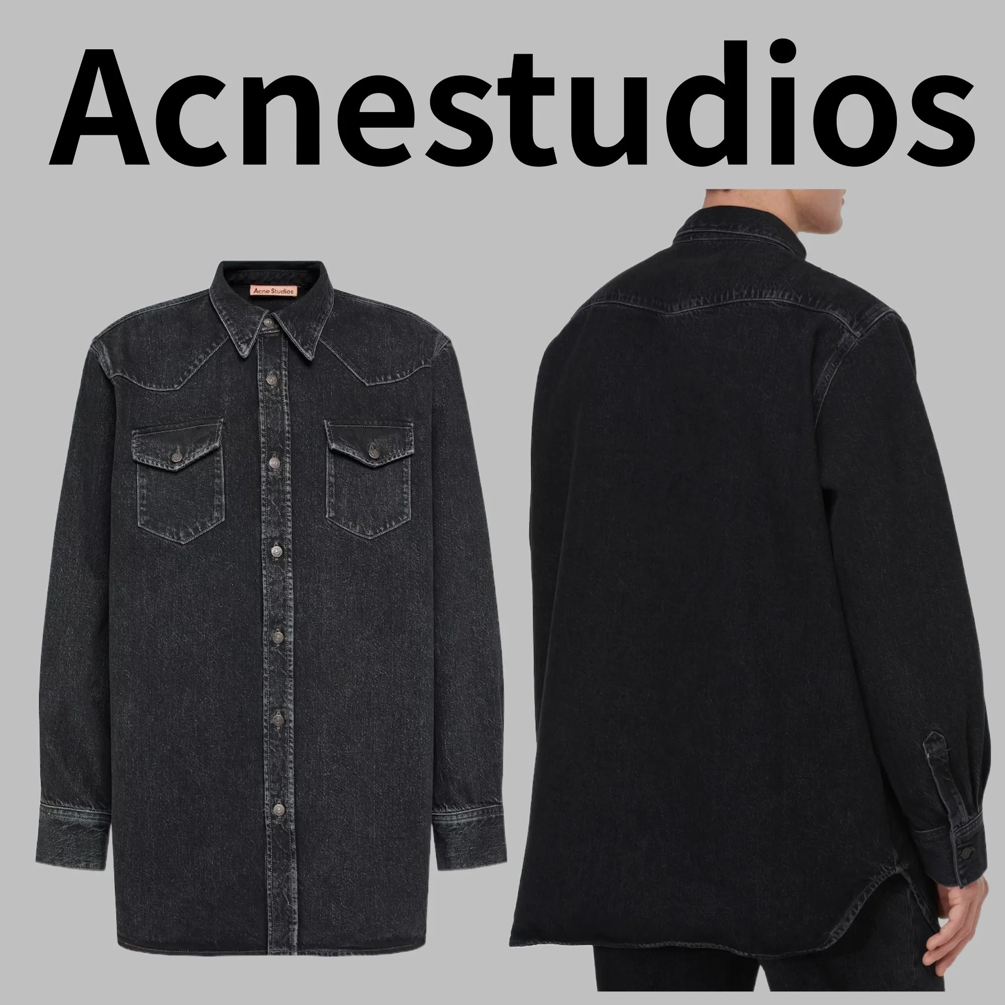 Acne Studios  |Button-down Denim Street Style Long Sleeves Cotton Logo