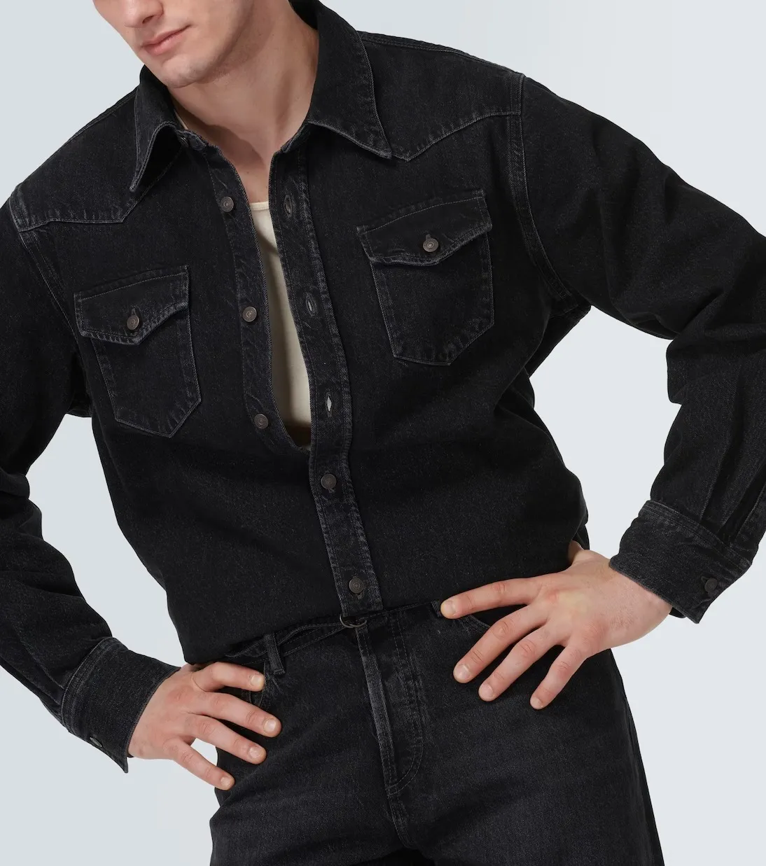 Acne Studios  |Button-down Denim Street Style Long Sleeves Cotton Logo