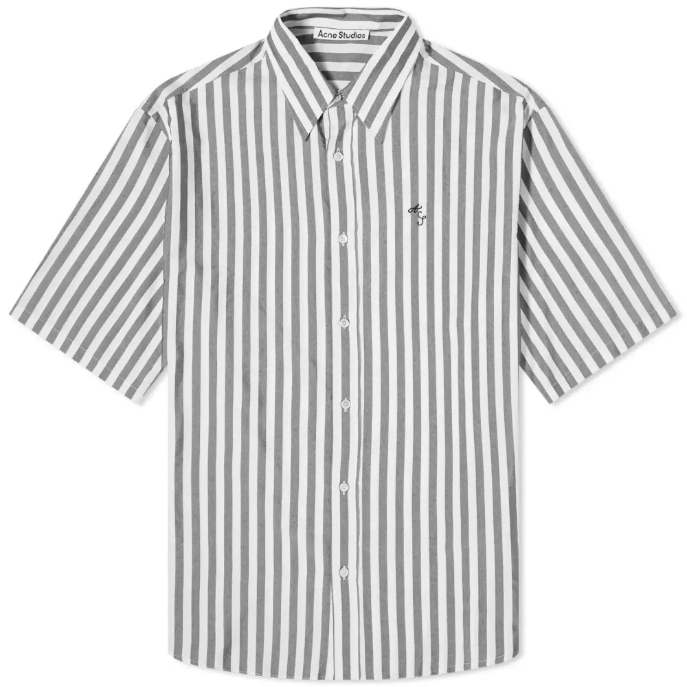 Acne Studios  |Button-down Stripes Unisex Plain Short Sleeves Designers