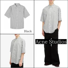 Acne Studios  |Button-down Stripes Unisex Plain Short Sleeves Designers