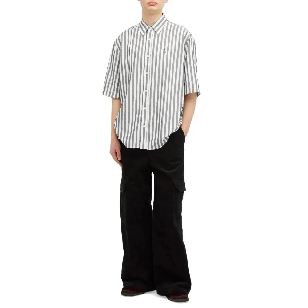 Acne Studios  |Button-down Stripes Unisex Plain Short Sleeves Designers