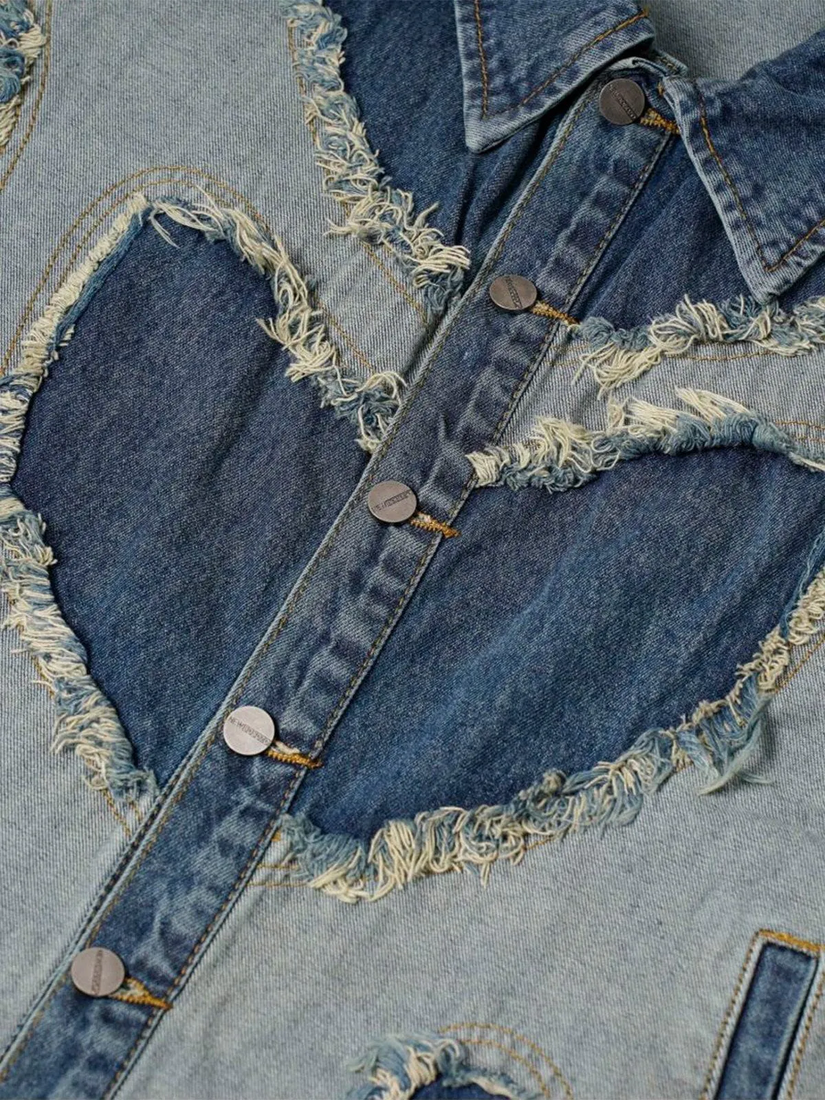 Aelfric Eden  |Heart Unisex Denim Street Style Cotton Fringes