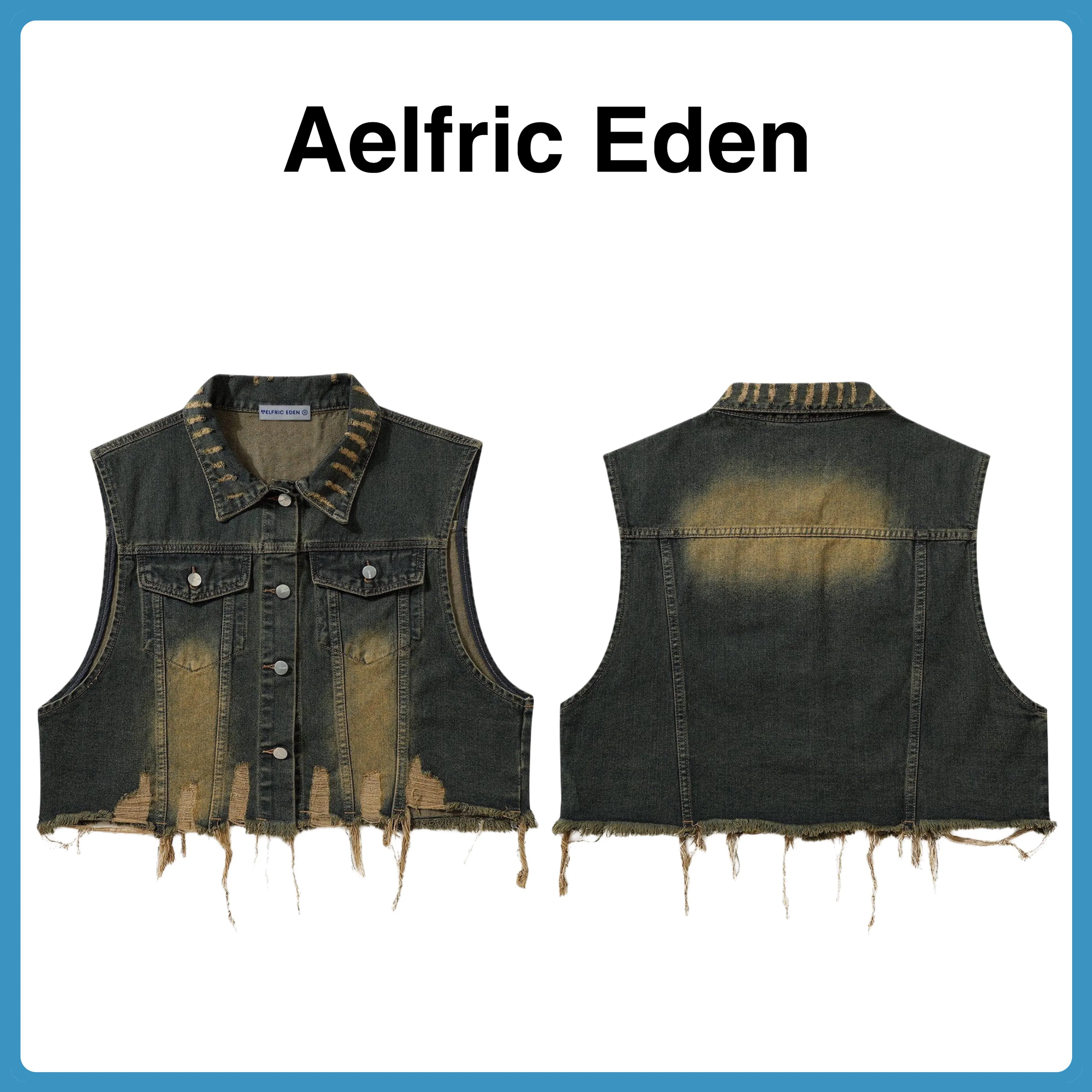 Aelfric Eden  |Unisex Denim Street Style Plain Cotton Fringes