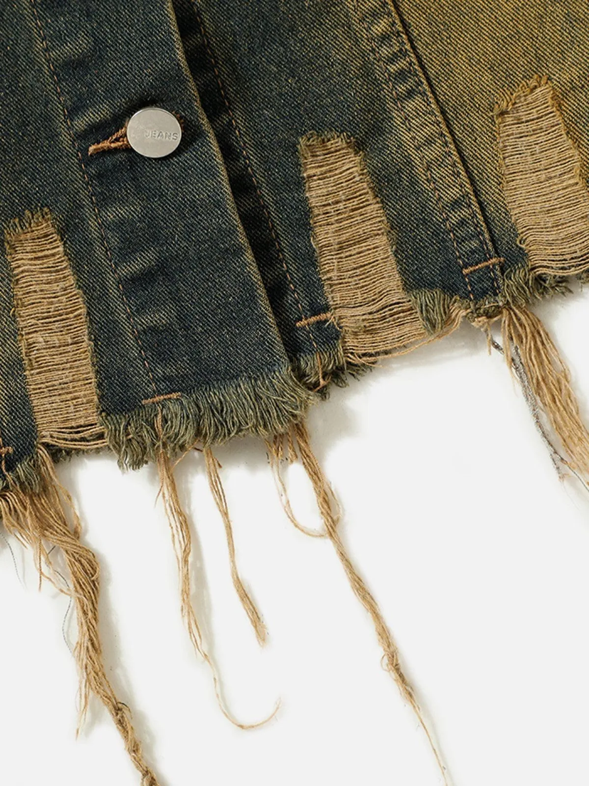 Aelfric Eden  |Unisex Denim Street Style Plain Cotton Fringes