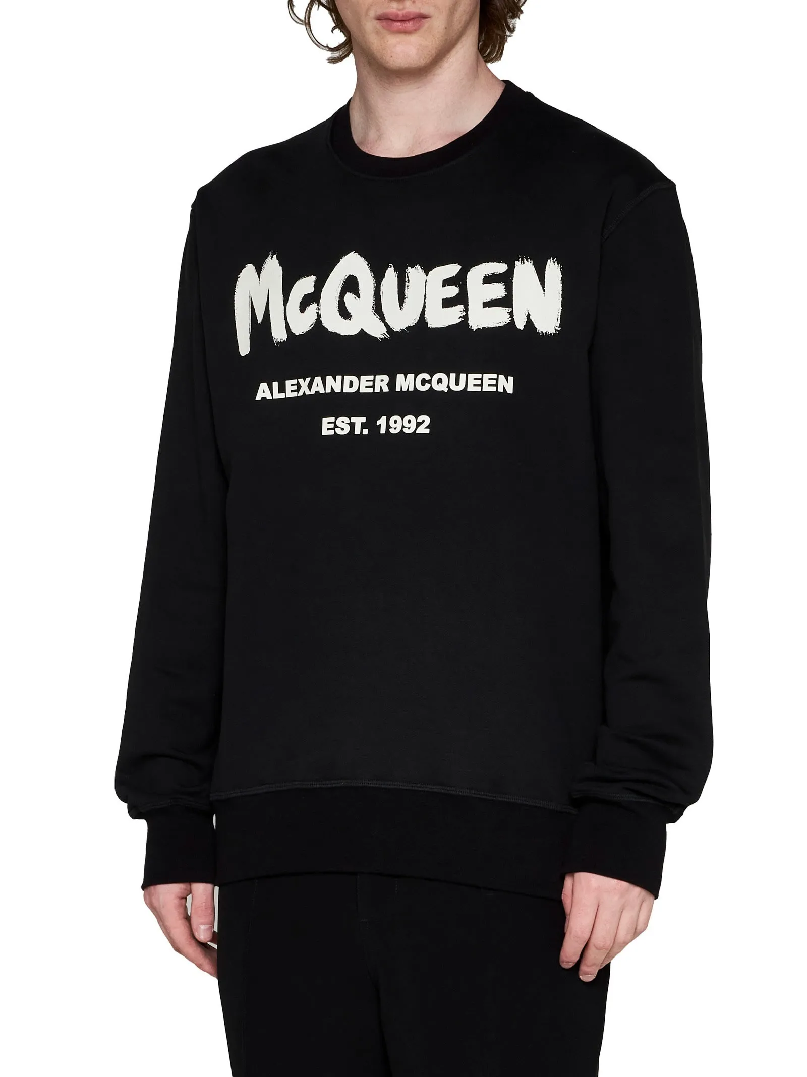 alexander mcqueen  |Crew Neck Street Style Long Sleeves Plain Cotton Logo