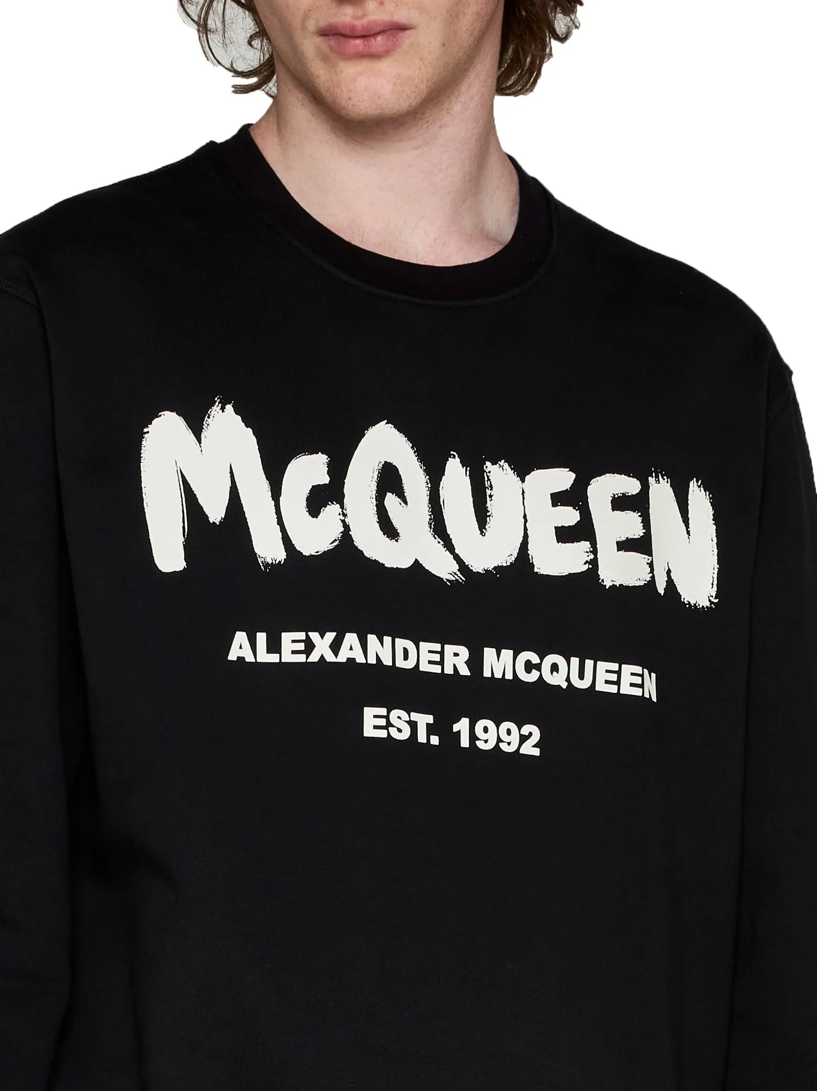 alexander mcqueen  |Crew Neck Street Style Long Sleeves Plain Cotton Logo