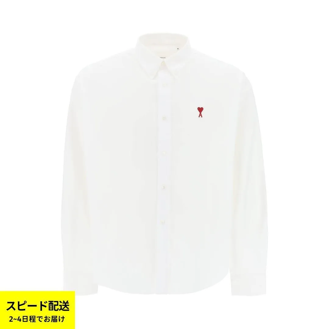 AMI PARIS  |Button-down Unisex Long Sleeves Plain Cotton Logo Designers