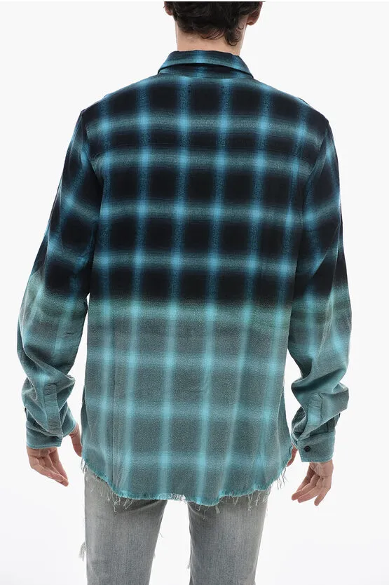 AMIRI  |Button-down Tartan Street Style Long Sleeves Cotton