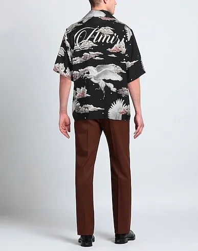 AMIRI  |Button-down Unisex Silk Street Style Short Sleeves Logo