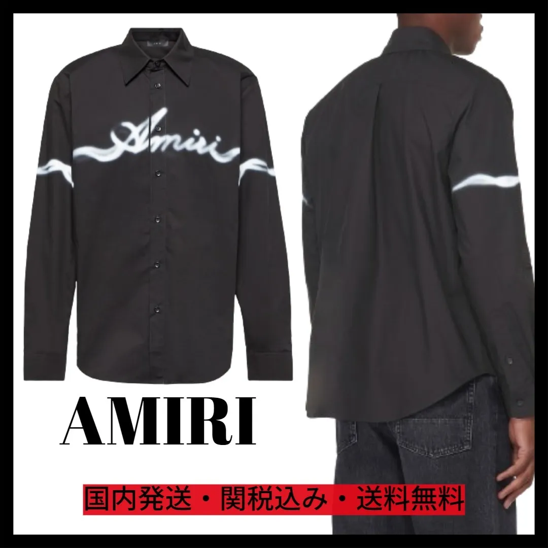 AMIRI  |Button-down Unisex Street Style Long Sleeves Cotton Logo