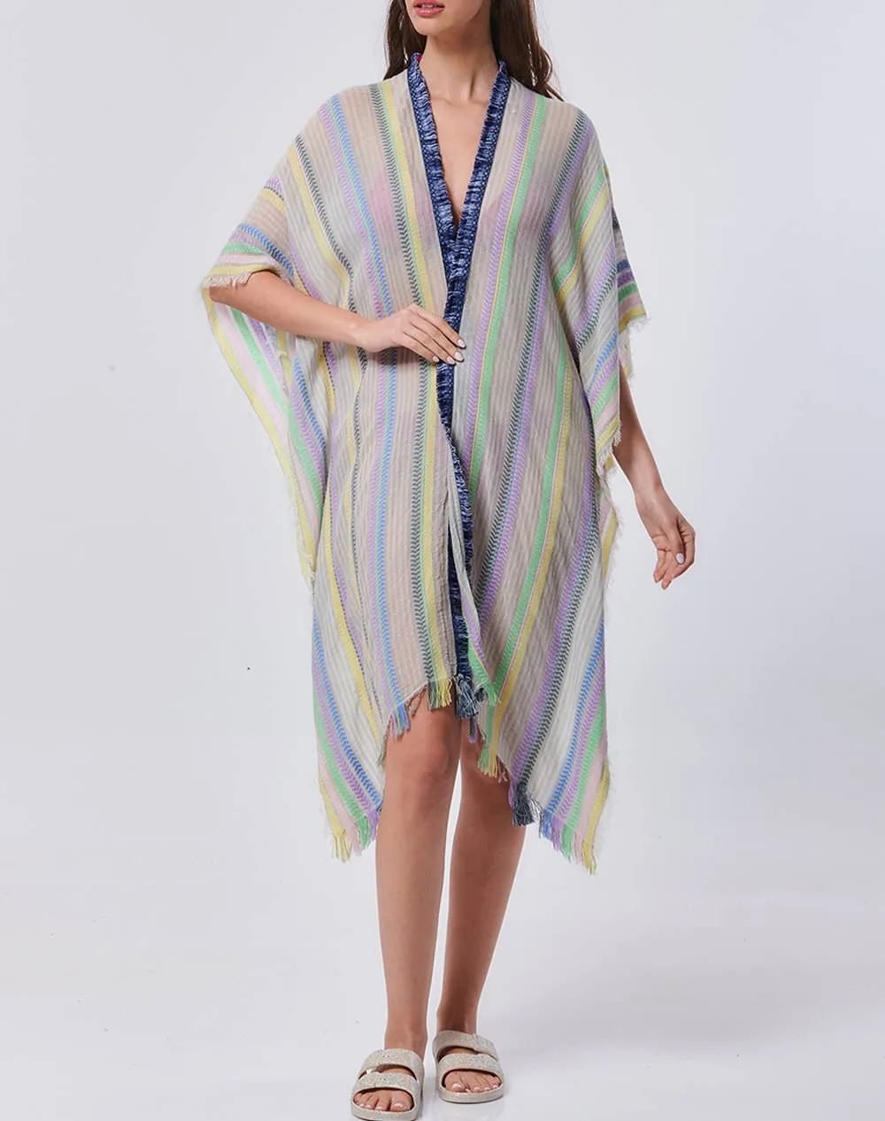 AMOR STRIPPED PONCHO