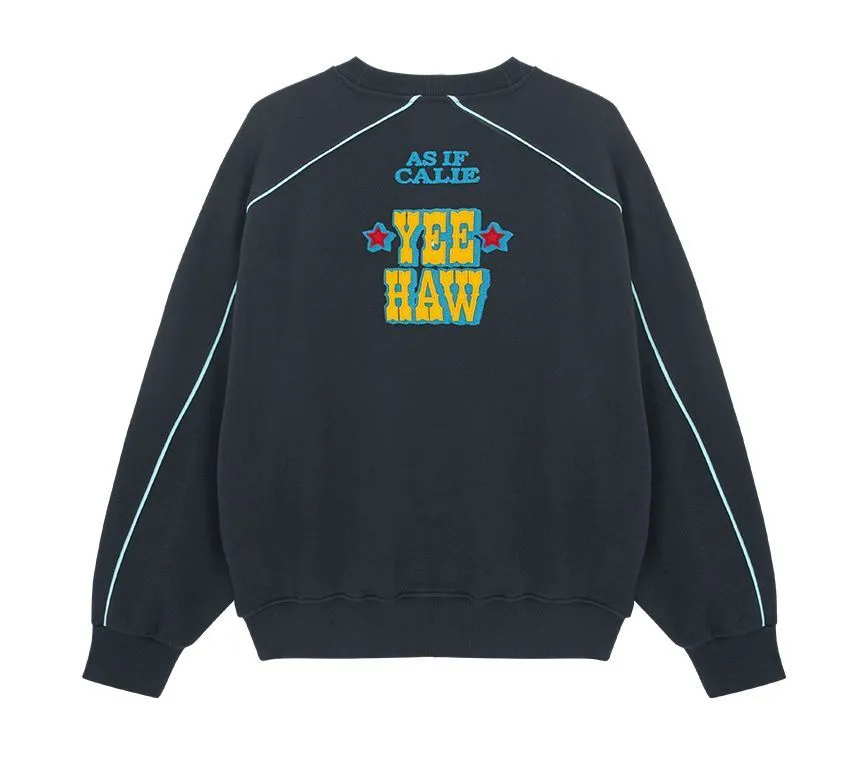 as if calie  |Street Style Bi-color Long Sleeves Logo