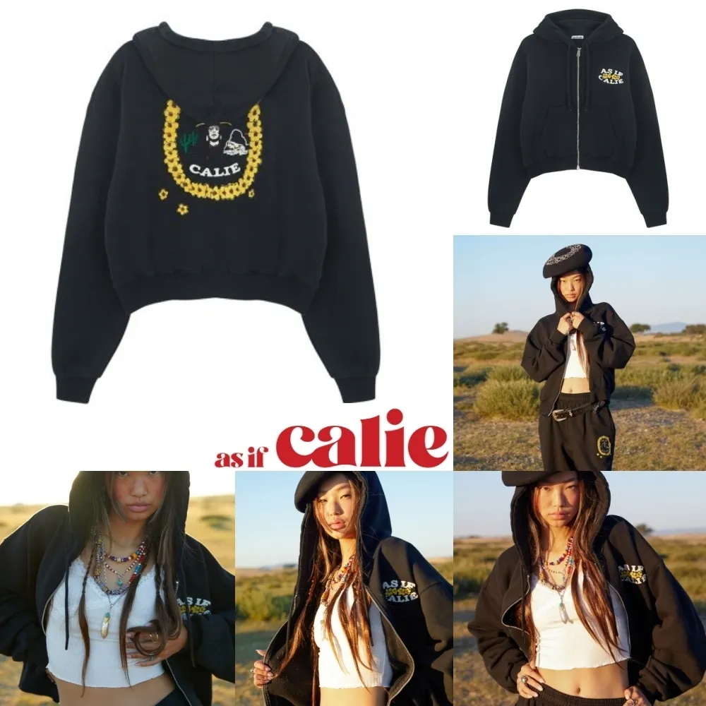 as if calie  |Street Style Long Sleeves Cotton Logo Hoodies & Sweatshirts