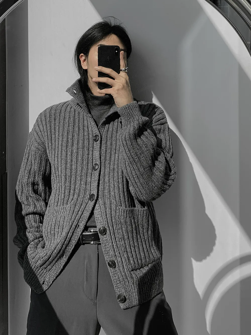 ASCLO  |Button-down Unisex Cashmere Low Gauge Oversized Cardigans