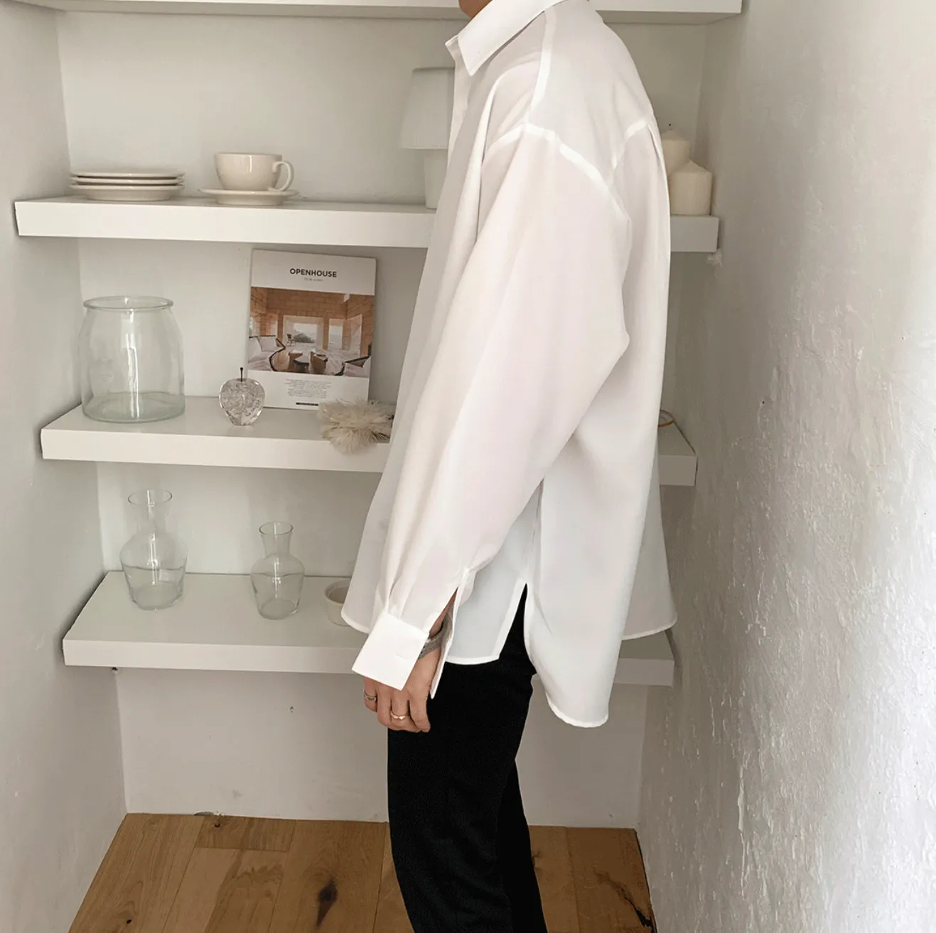 ASCLO  |Button-down Unisex Long Sleeves Plain Oversized Shirts