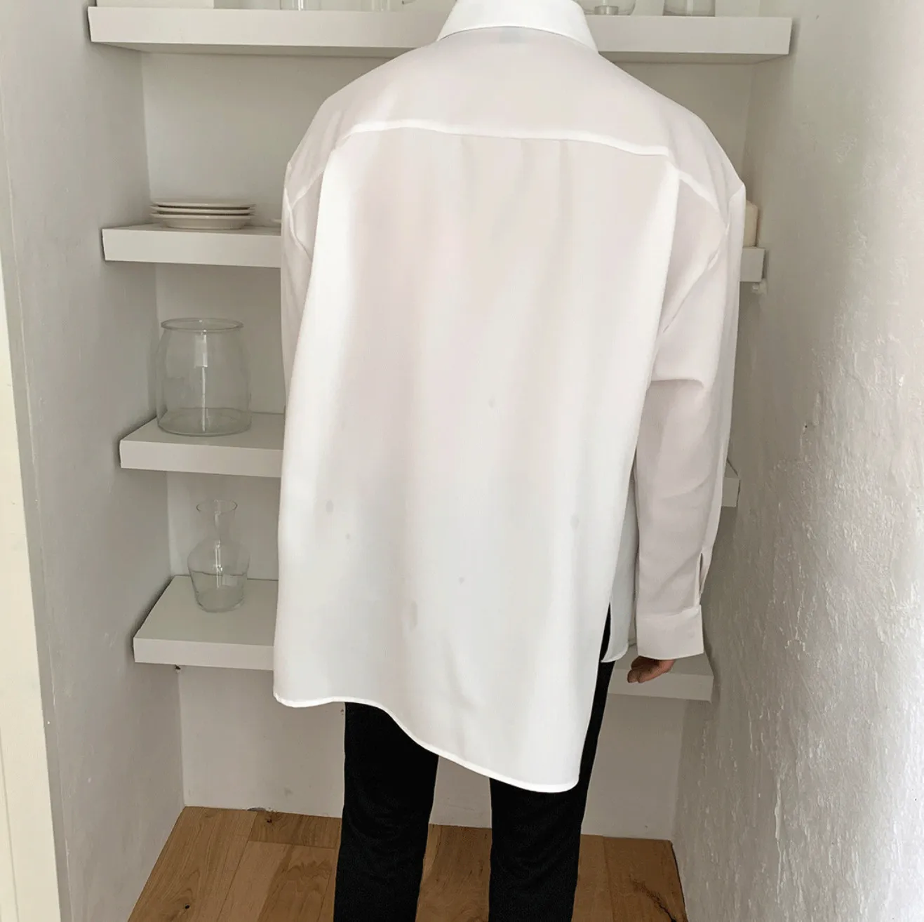 ASCLO  |Button-down Unisex Long Sleeves Plain Oversized Shirts