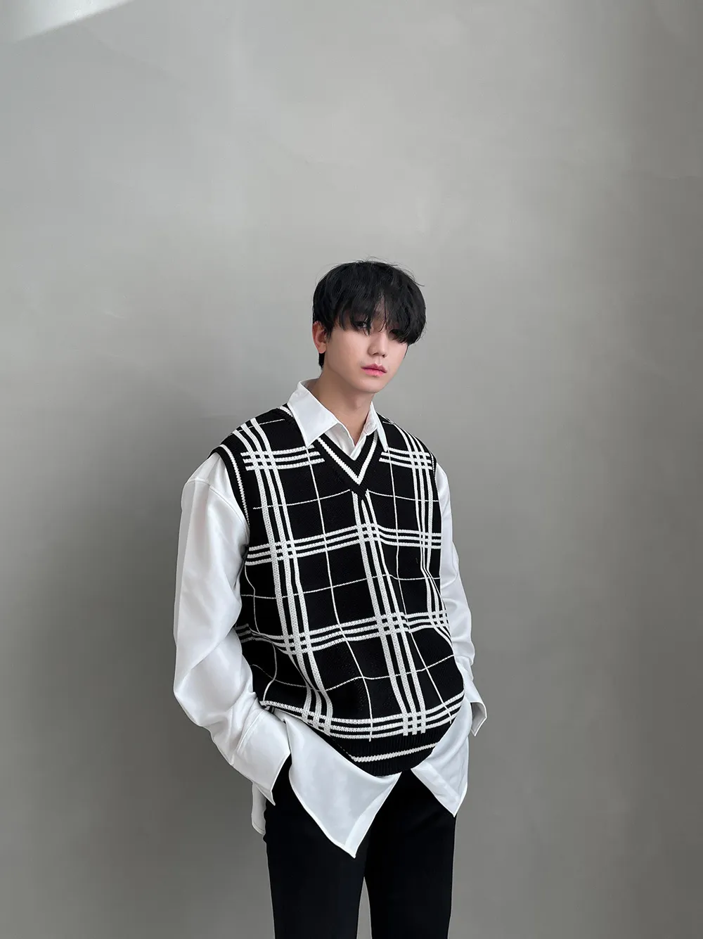 ASCLO  |Gingham Other Plaid Patterns Unisex Street Style Oversized