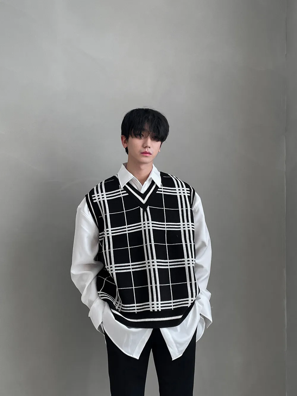 ASCLO  |Gingham Other Plaid Patterns Unisex Street Style Oversized