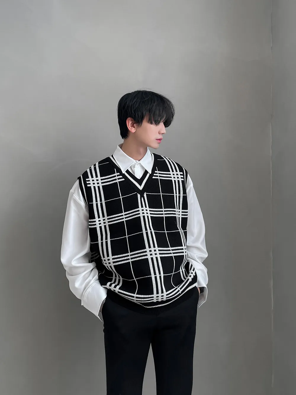 ASCLO  |Gingham Other Plaid Patterns Unisex Street Style Oversized