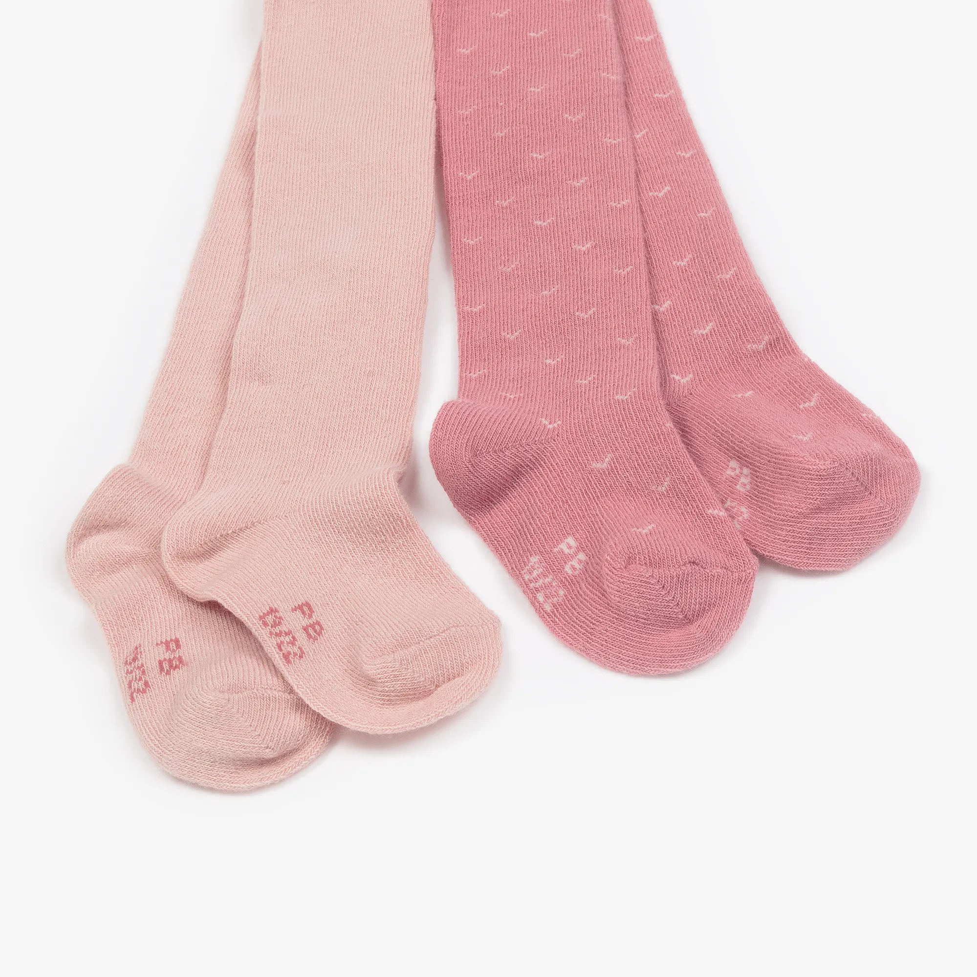 Baby Girls Pink Cotton Tights (2 Pack)