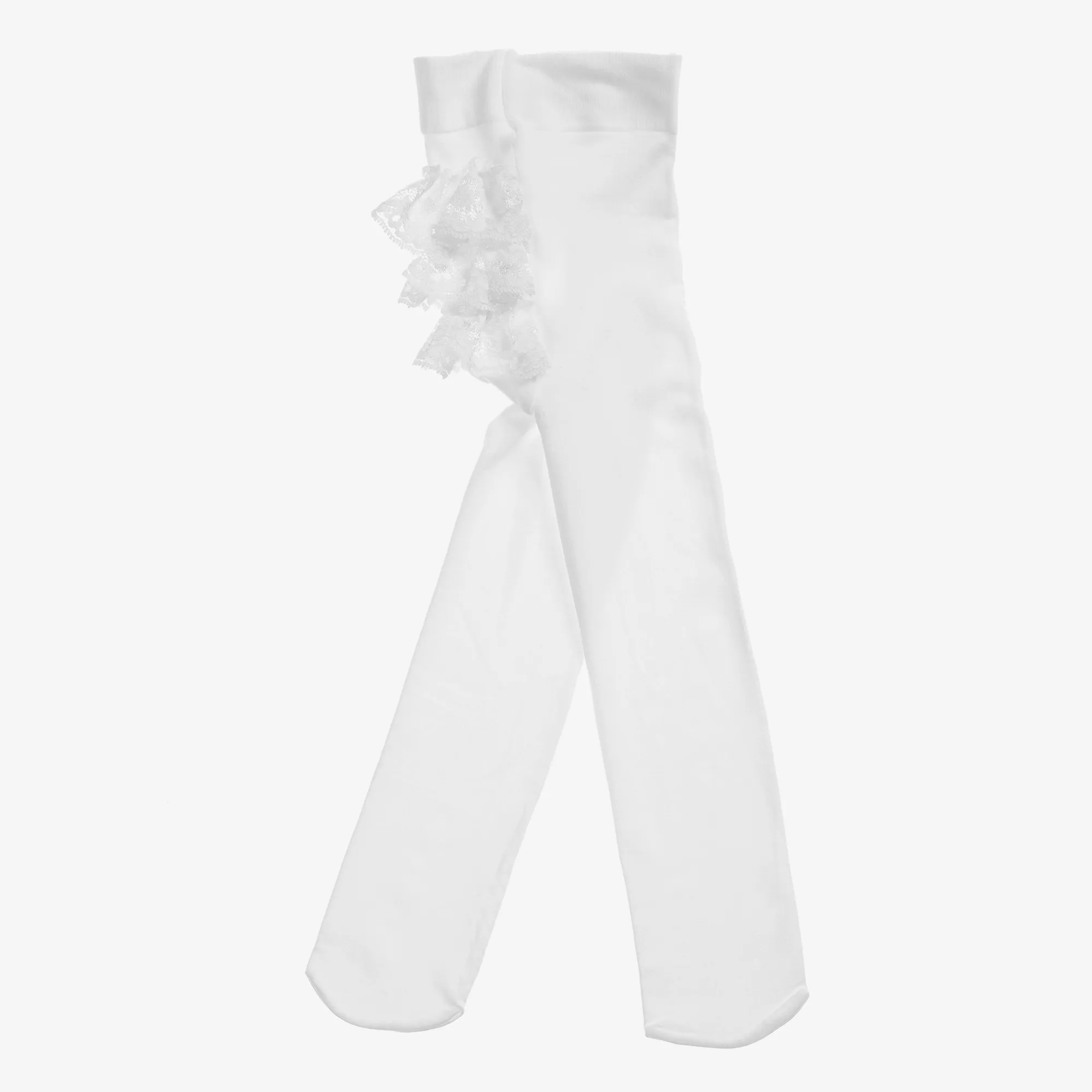 Baby Girls White Lace Ruffle Tights