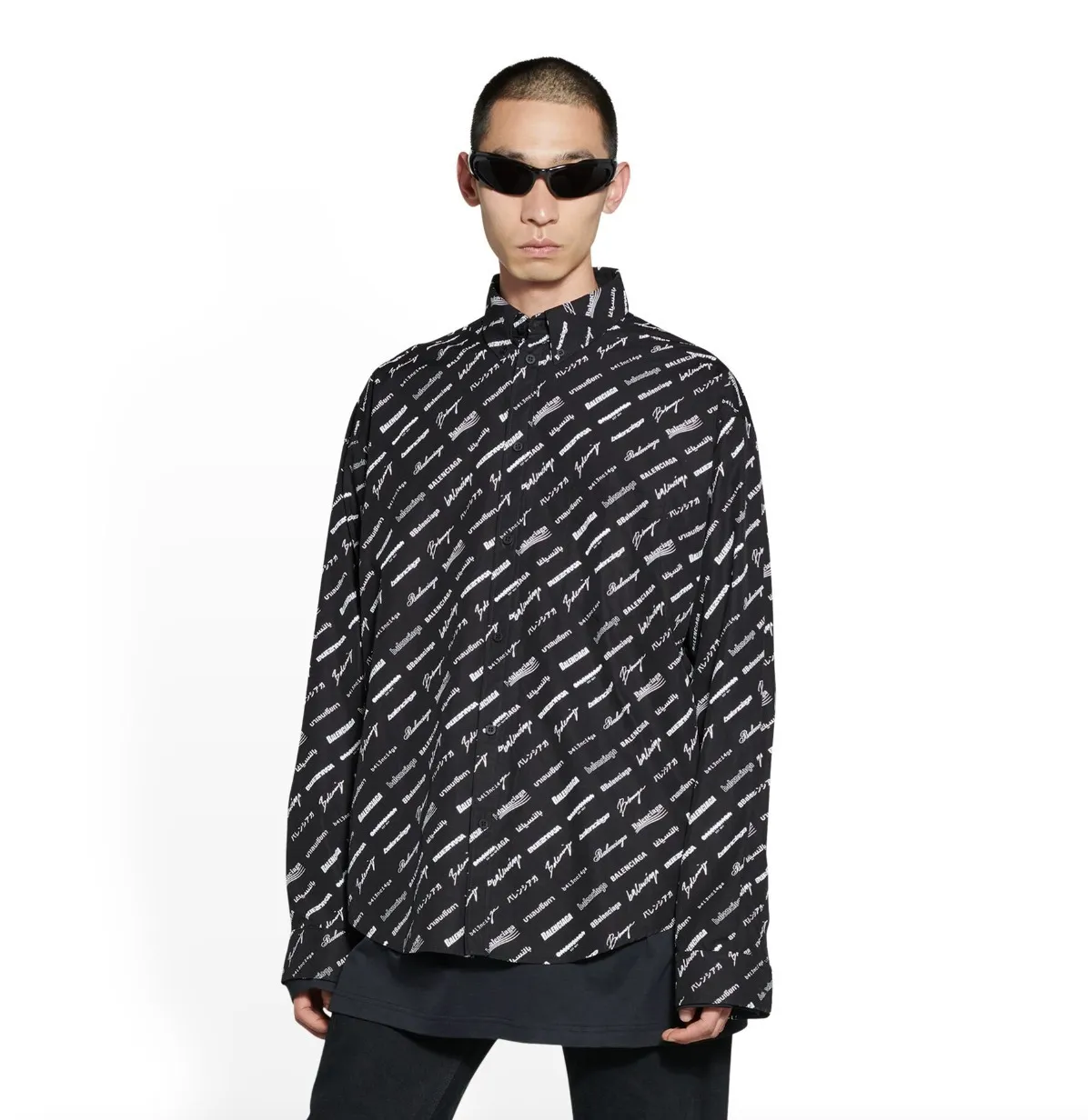 BALENCIAGA  |Button-down Long Sleeves Plain Cotton Logo Luxury