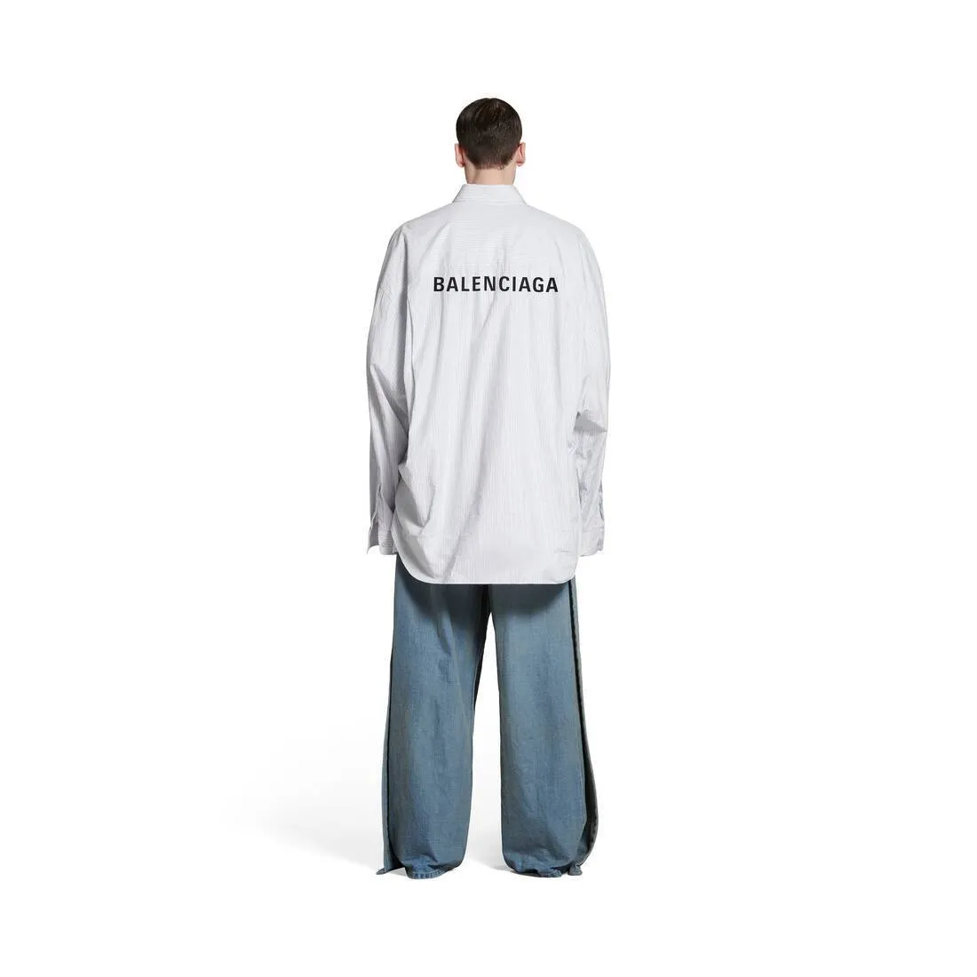 BALENCIAGA  |Button-down Stripes Long Sleeves Cotton Logo Front Button