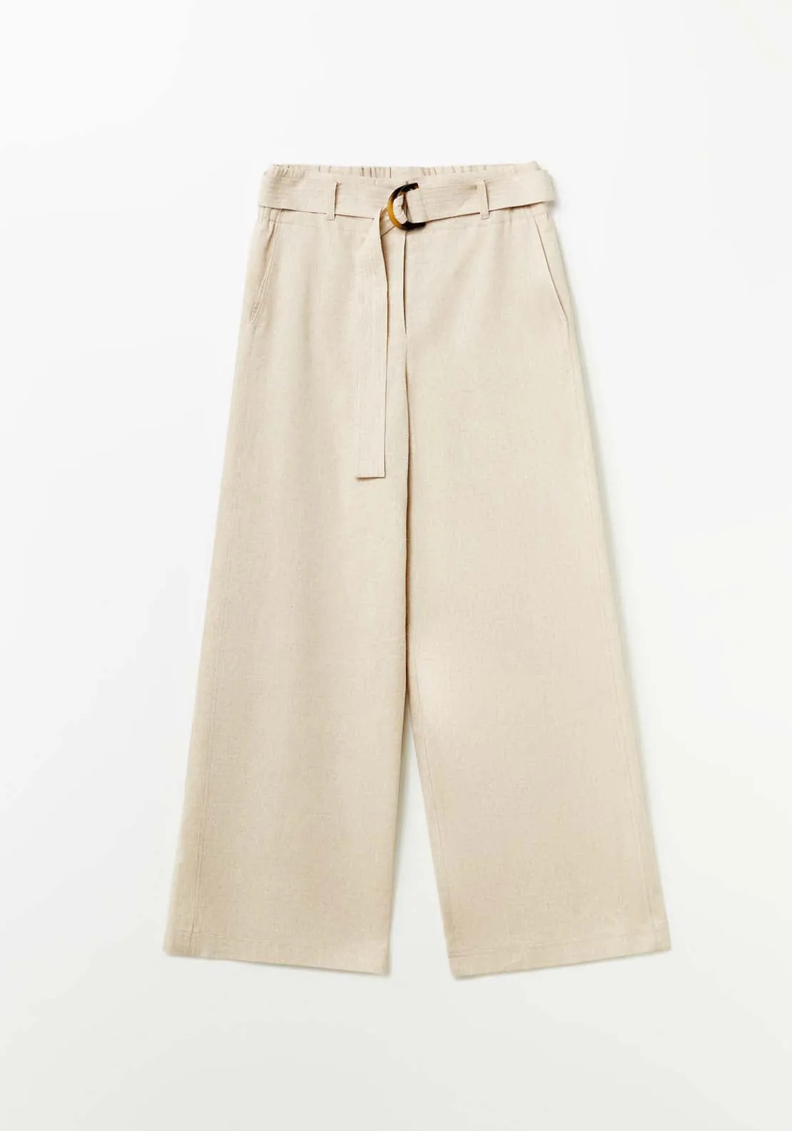 Belted linen trousers - Beige