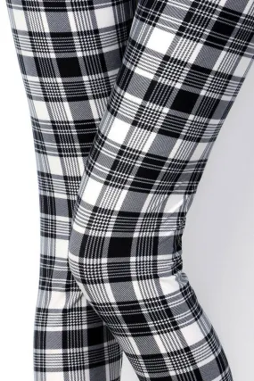 Black & White Plaid Print Leggings