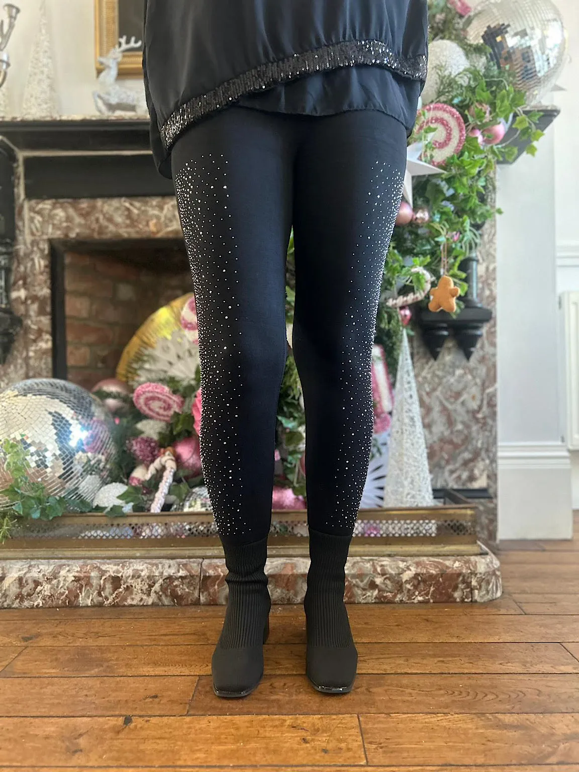 Black Diamante Leggings