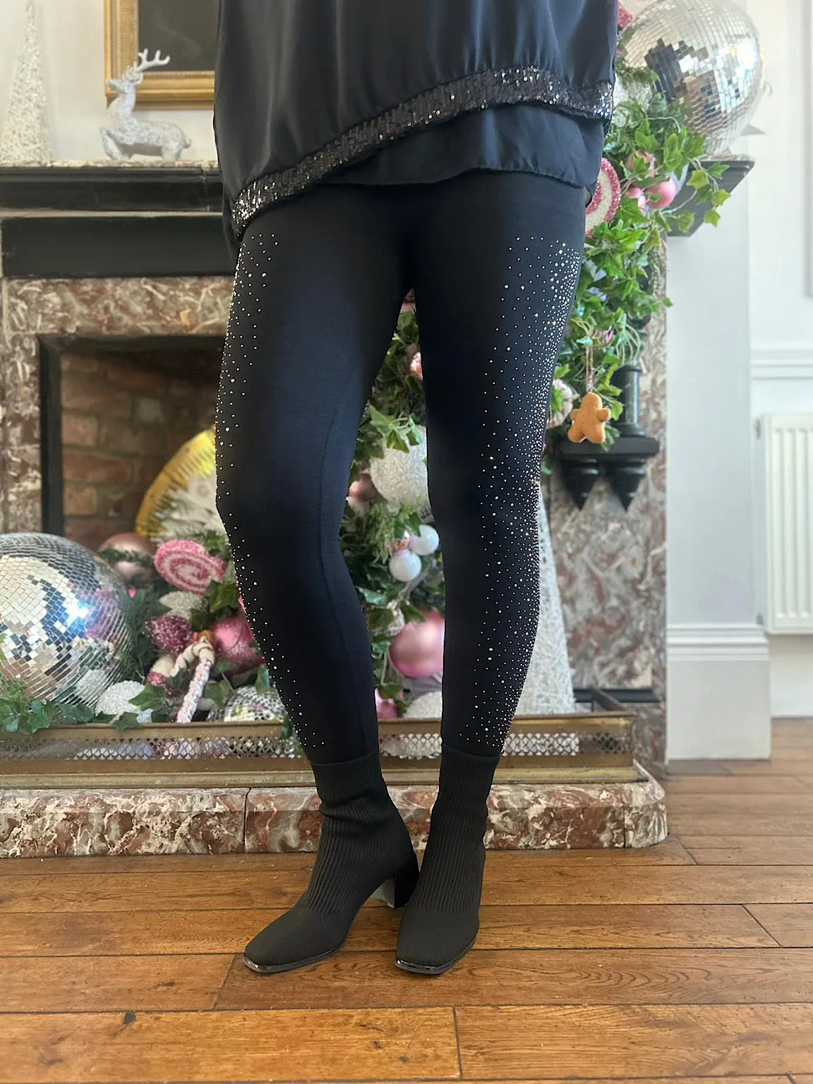 Black Diamante Leggings