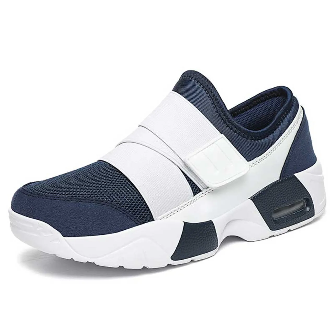 Blue white casual velcro slip on shoe sneaker