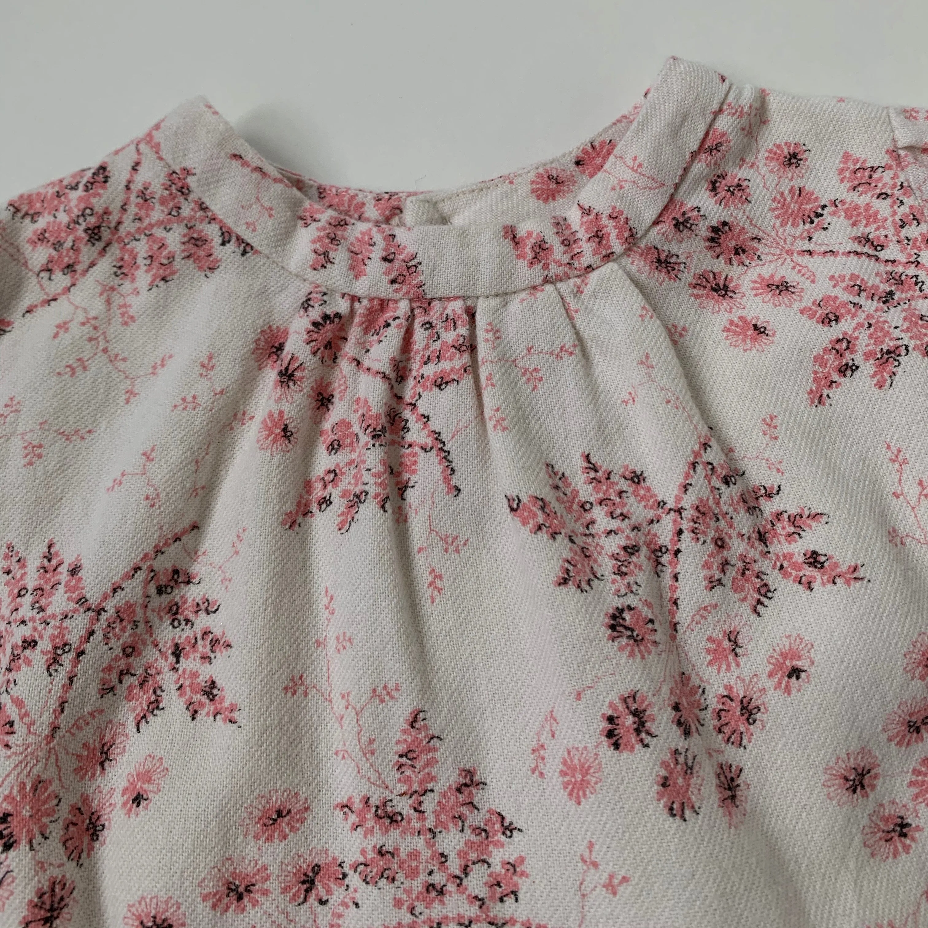 Bonpoint Cream And Pink Winter Floral Dress