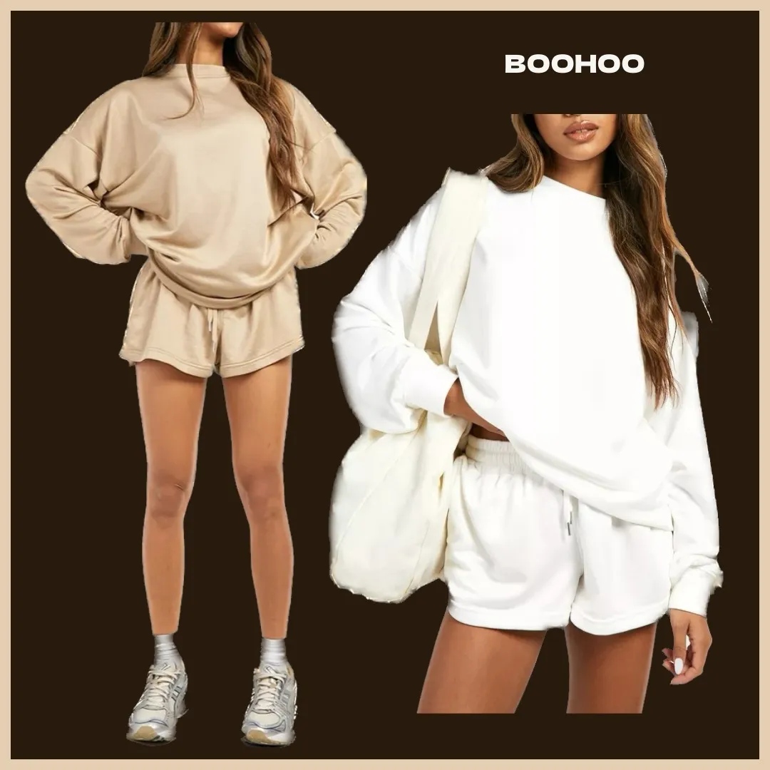 boohoo  |Crew Neck Blended Fabrics Street Style Long Sleeves Plain