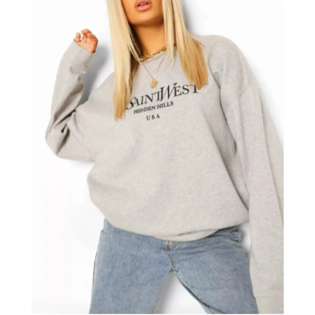 boohoo  |Monogram Unisex Street Style Long Sleeves Oversized Logo