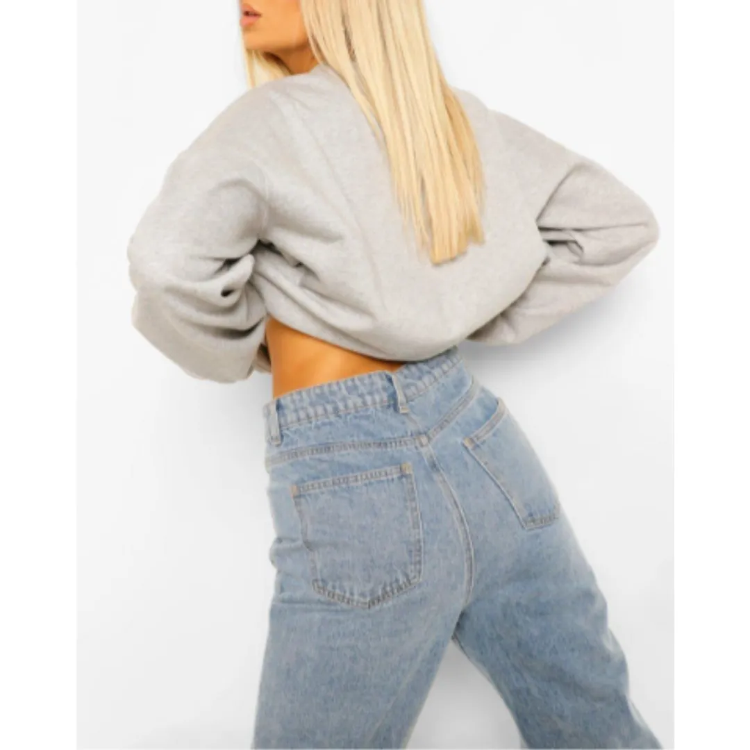 boohoo  |Monogram Unisex Street Style Long Sleeves Oversized Logo