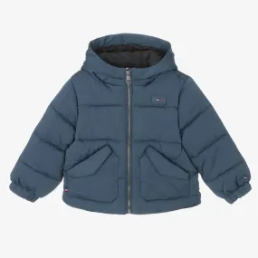 Boys Blue Hooded Puffer Jacket