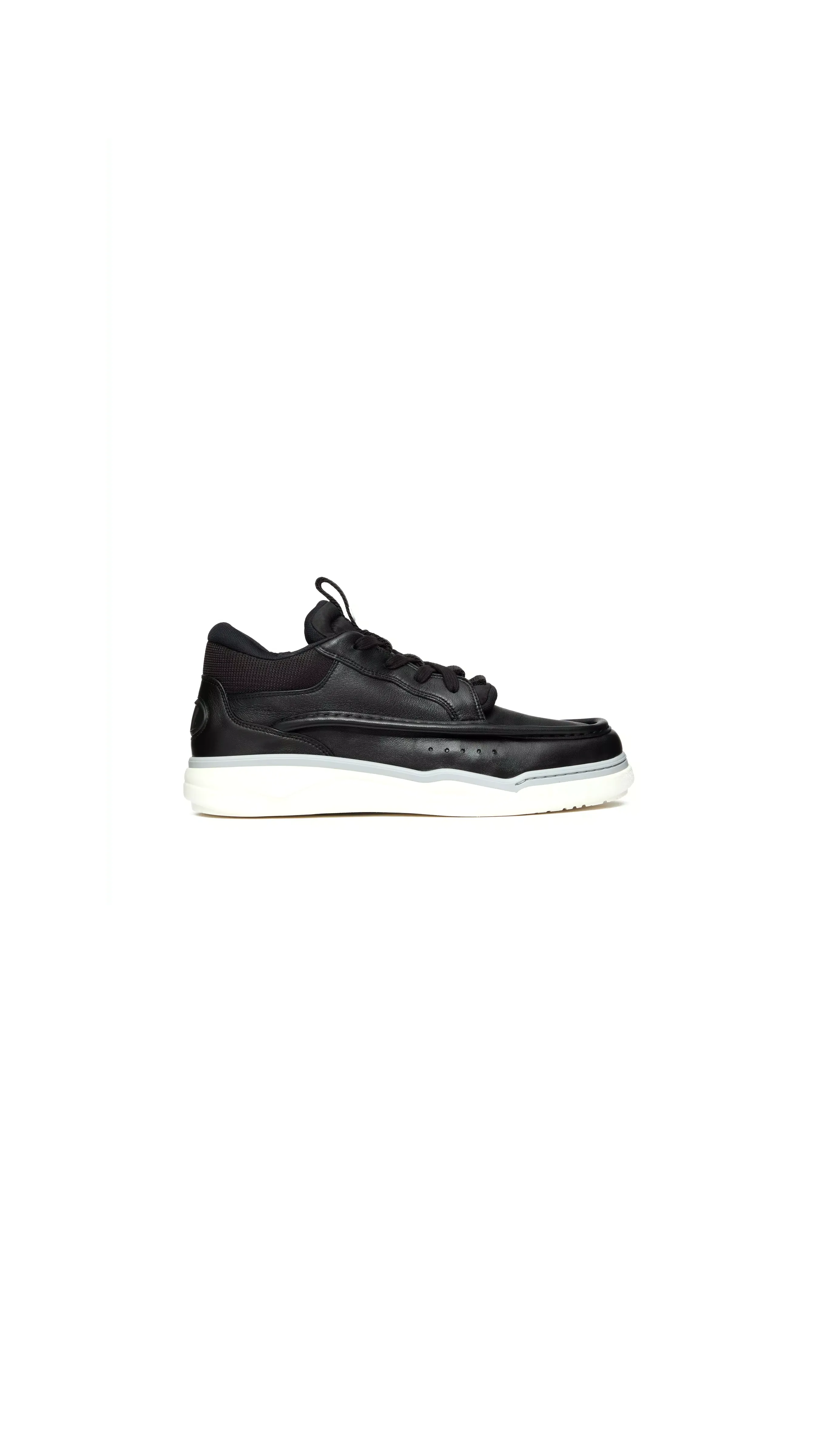 Calfskin Leather Mid-top Runboot Sneaker- Black