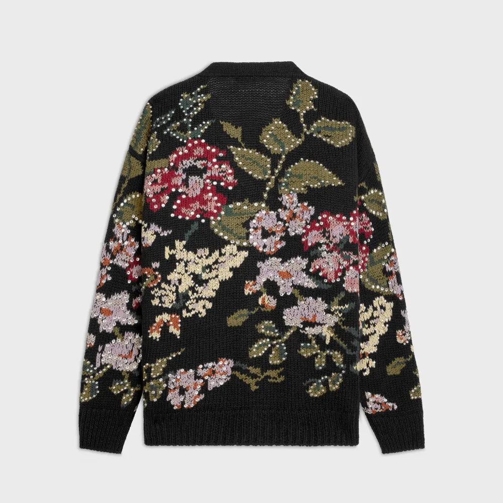 CELINE  |Button-down Flower Patterns Unisex Wool With Jewels Logo