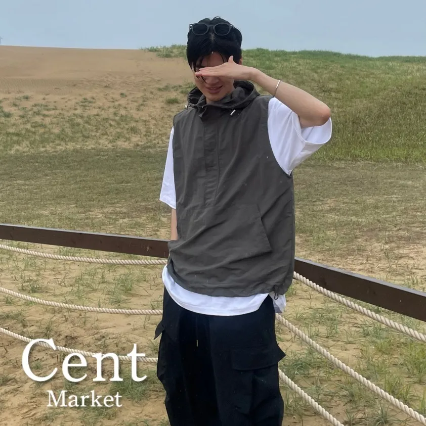 Cent  |Unisex Nylon Street Style Plain Oversized Vests & Gillets