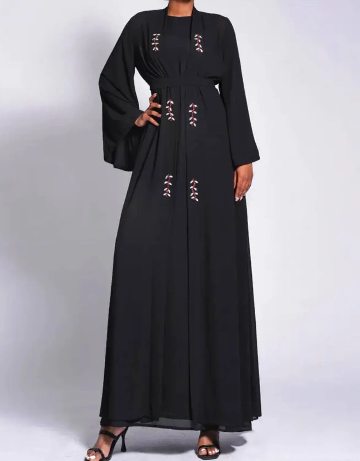 Chiffon Long Dress And Caftan Two Piece Set