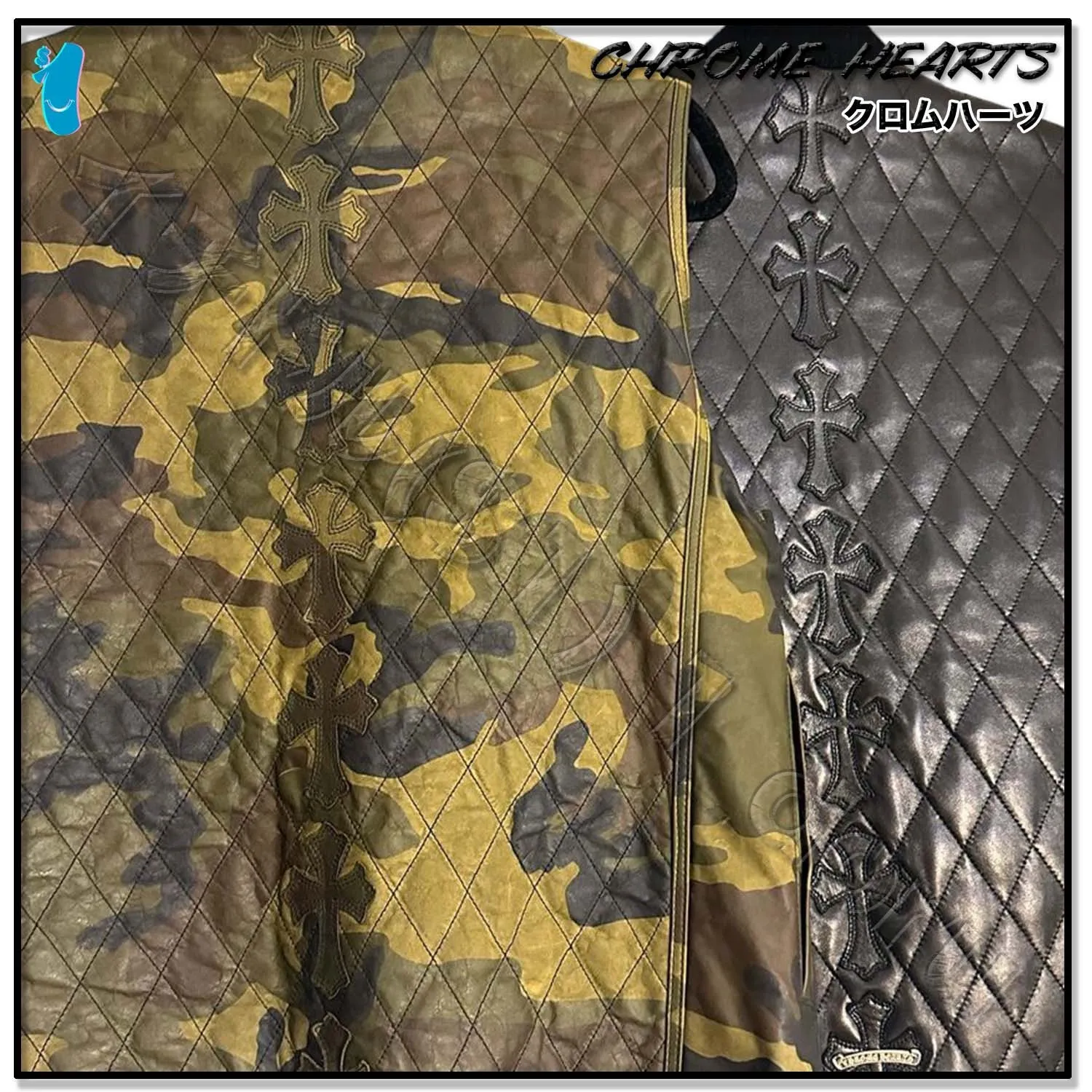 CHROME HEARTS  |Camouflage Unisex Street Style Leather Logo Vests & Gillets