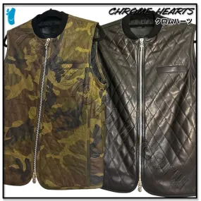 CHROME HEARTS  |Camouflage Unisex Street Style Leather Logo Vests & Gillets