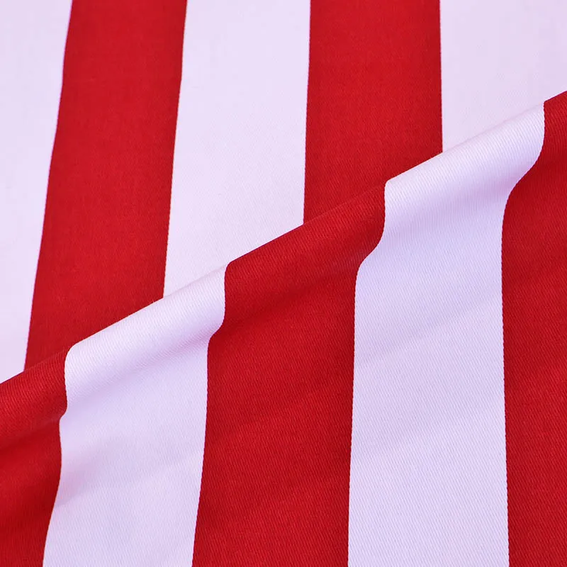 Cotton Gabardine - Wide Stripe - Red and White