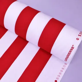 Cotton Gabardine - Wide Stripe - Red and White