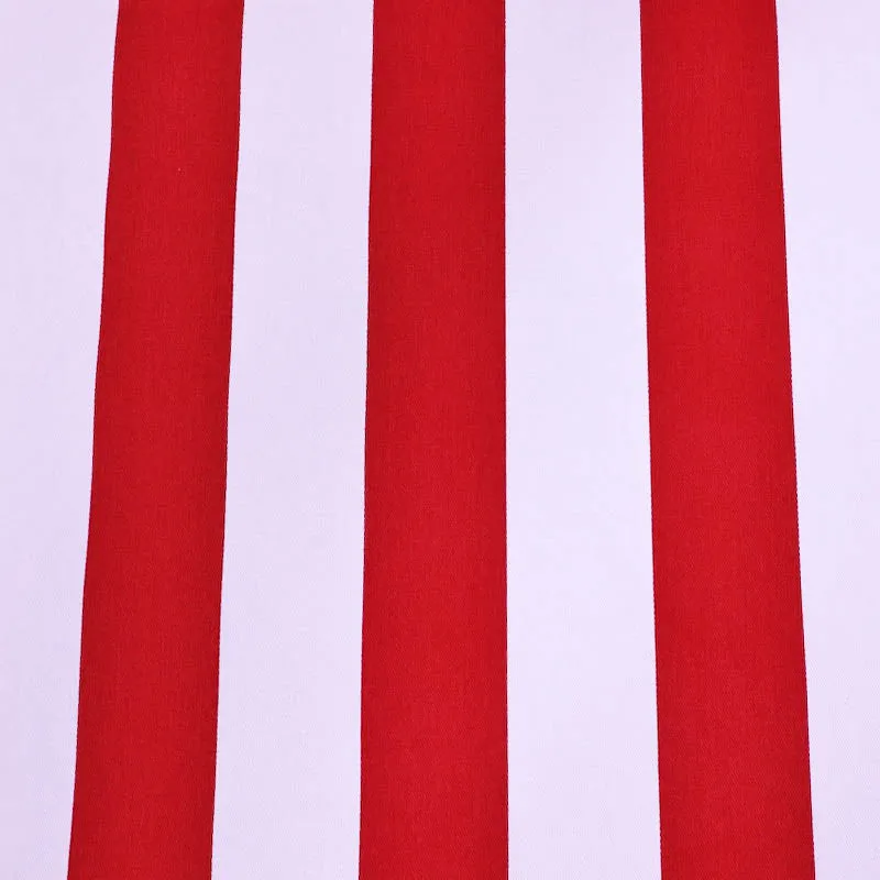 Cotton Gabardine - Wide Stripe - Red and White