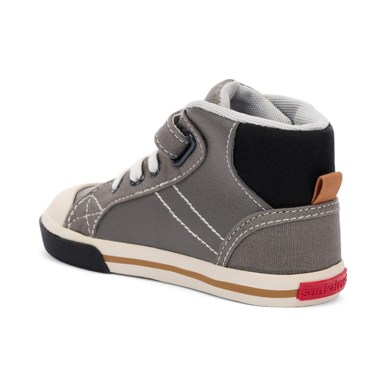 Dane Kid's High-Top Leather Sneaker - Gray